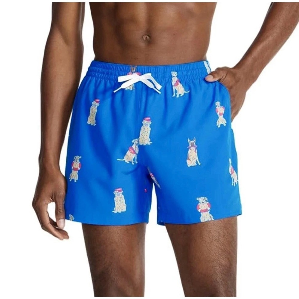Chubbies Men's Swim Trunks Blue Lifeguard Dog Size S 5.5" Inseam Beach Resort
